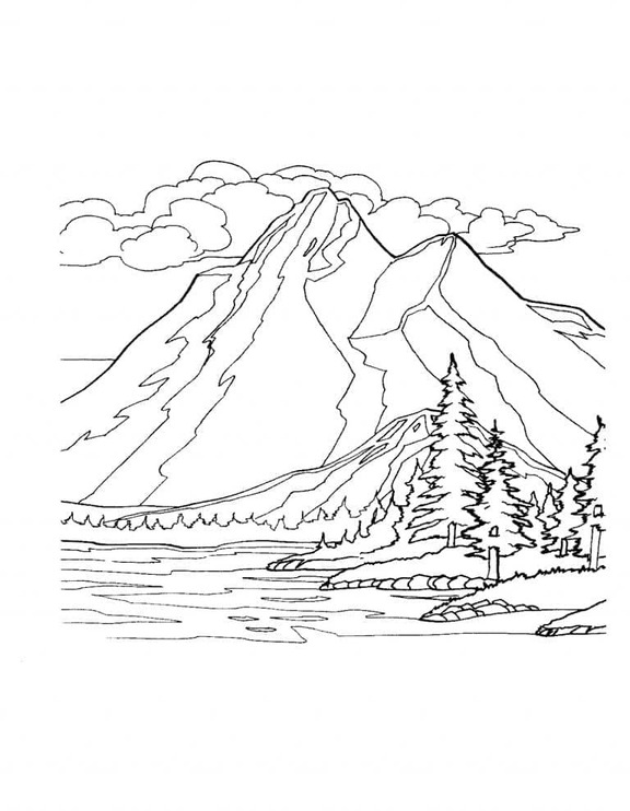Coloriage Dessine montagne incroyable