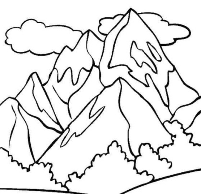 Coloriage Dessine une montagne