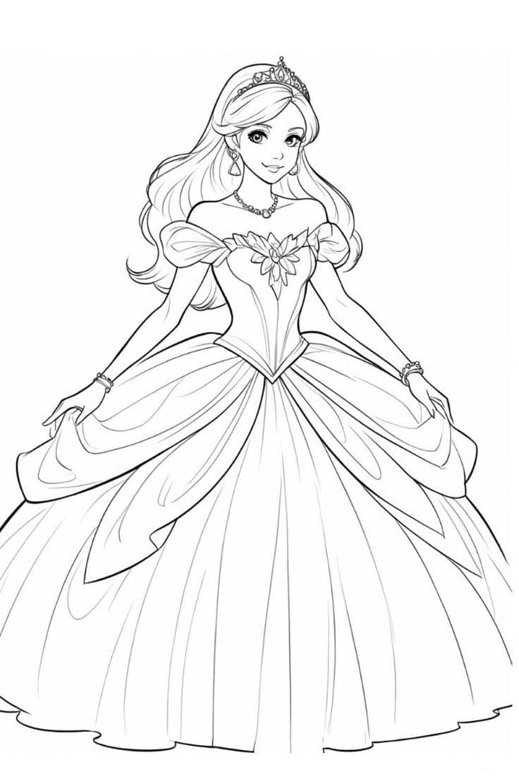 Coloriage Dessiner Barbie Princesse gratuite imprimer