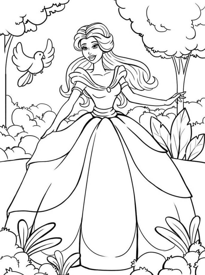Coloriage Dessiner Barbie Princesse imprimer