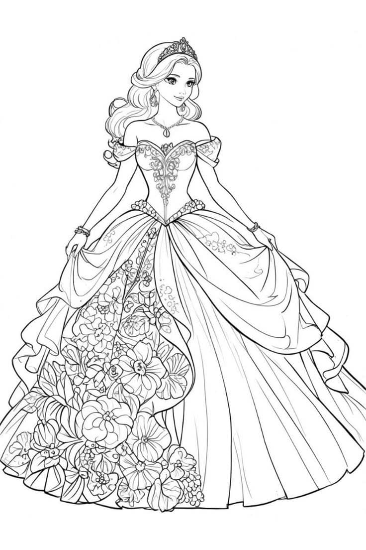 Coloriage Dessiner Barbie Princesse pour les enfants