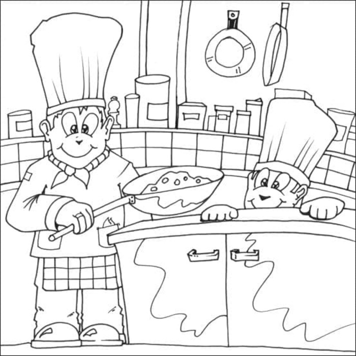 Coloriage Dessiner Cuisine gratuite pour les enfants