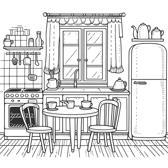 Coloriage Dessiner cuisine imprimable gratuite