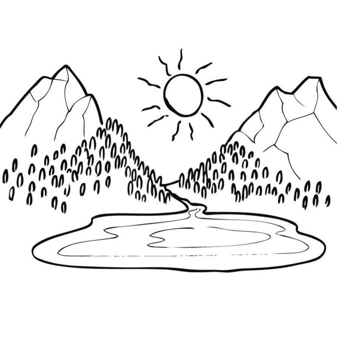 Coloriage Dessiner des montagnes