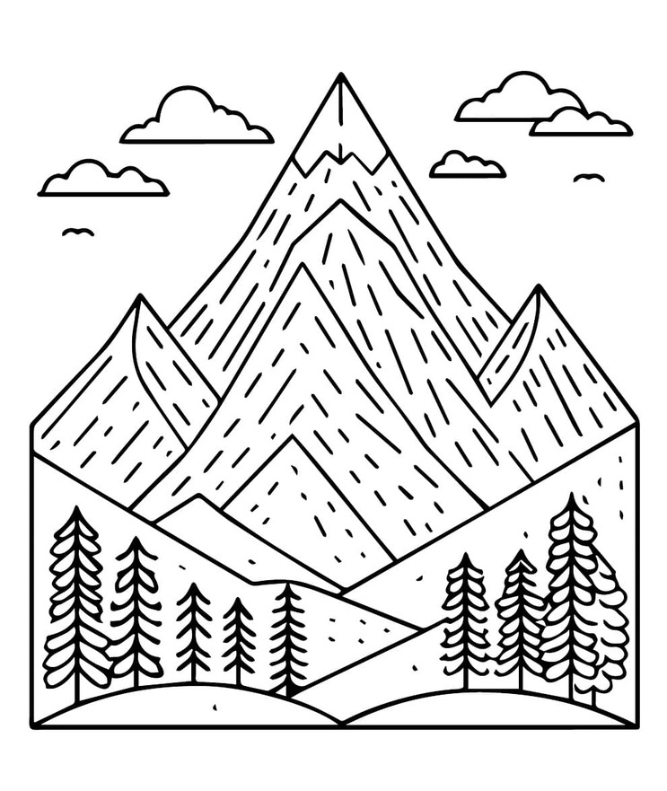 Coloriage Dessiner gratuite montagne
