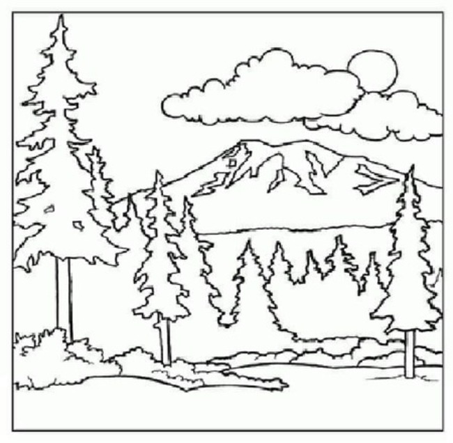 Coloriage Dessiner joli montagne