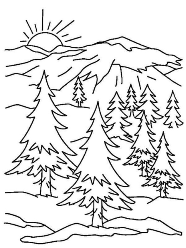 Coloriage Dessiner montagne enneigée