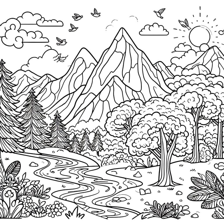 Coloriage Dessiner montagne fantastique