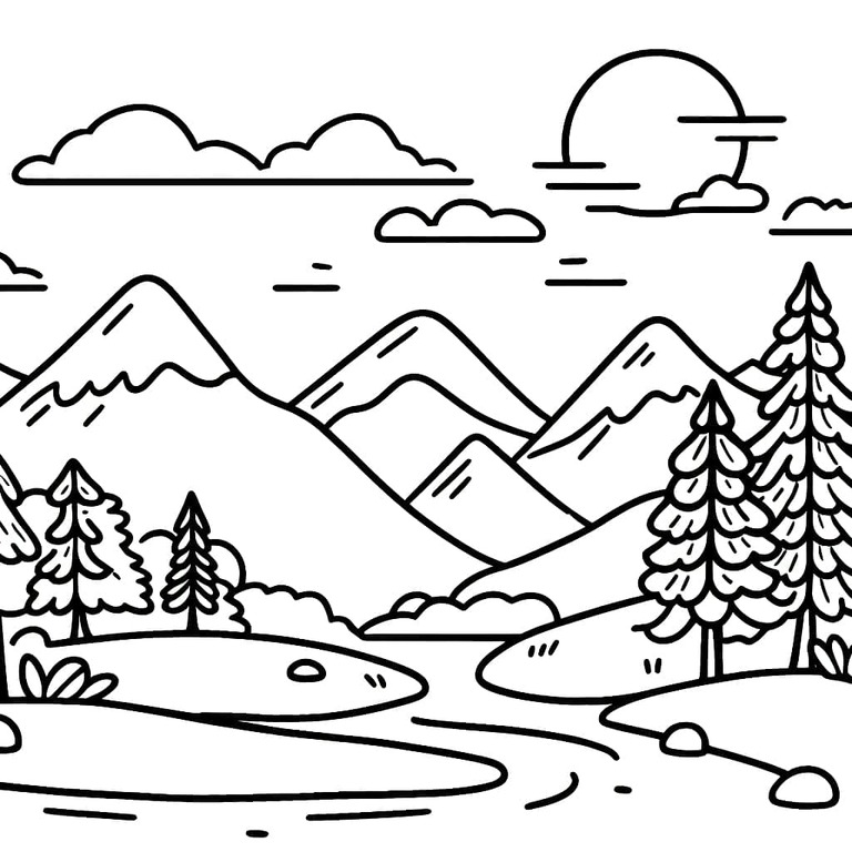 Coloriage Dessiner montagne parfaite
