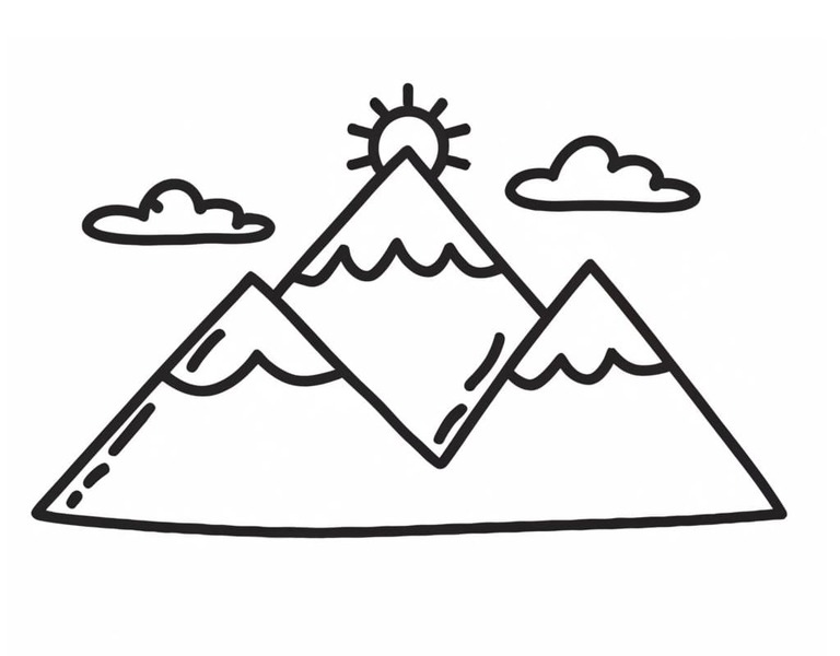 Coloriage Dessiner montagnes simples