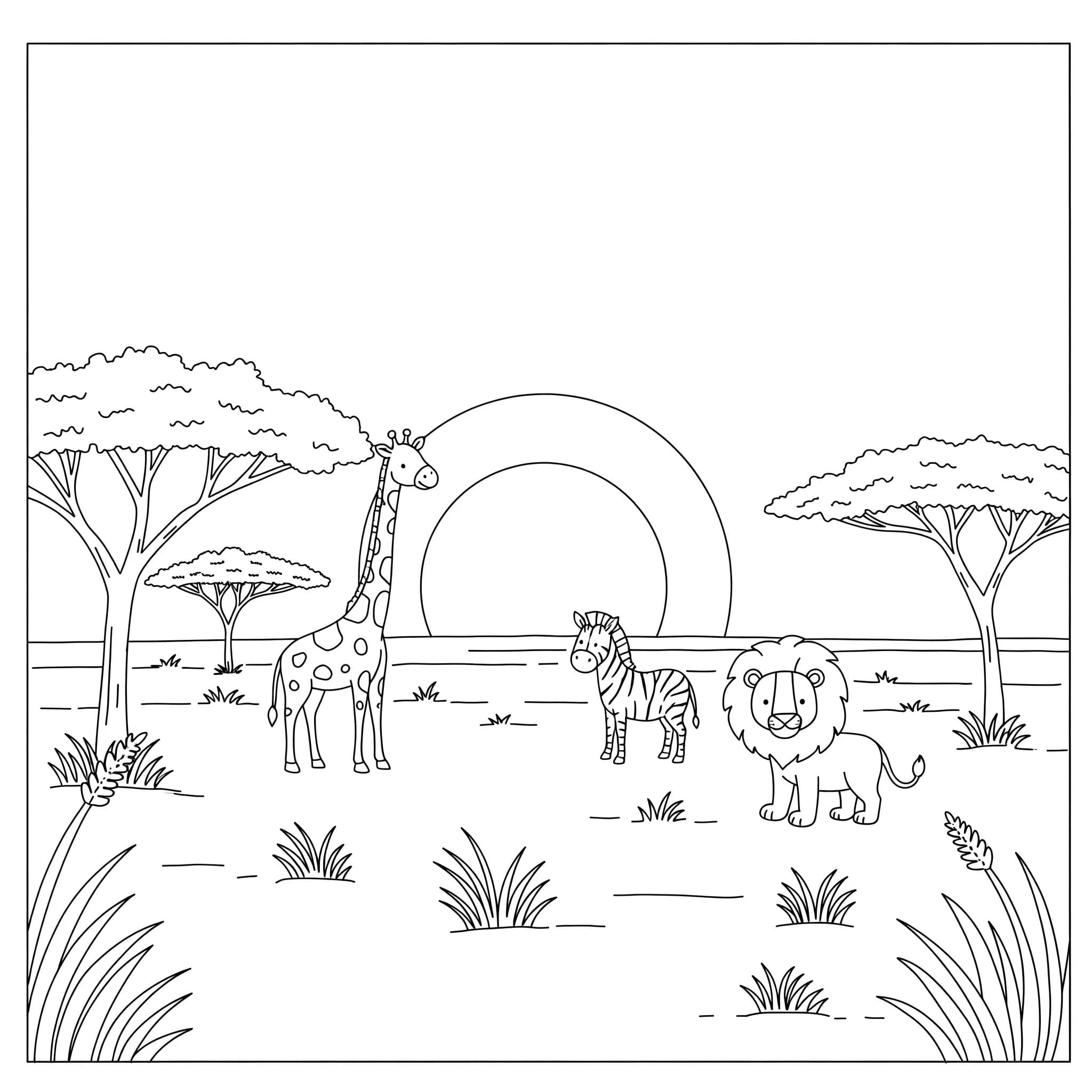 Coloriage Dessinez Savane gratuit pour les enfants à imprimer