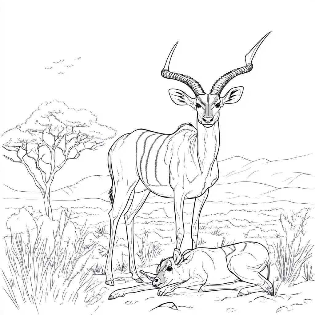 Coloriage Dessinez Savane très basique à imprimer