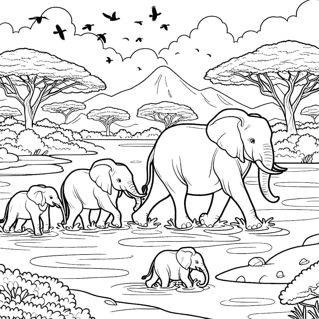 Coloriage Dessinez Savane très facile à imprimer