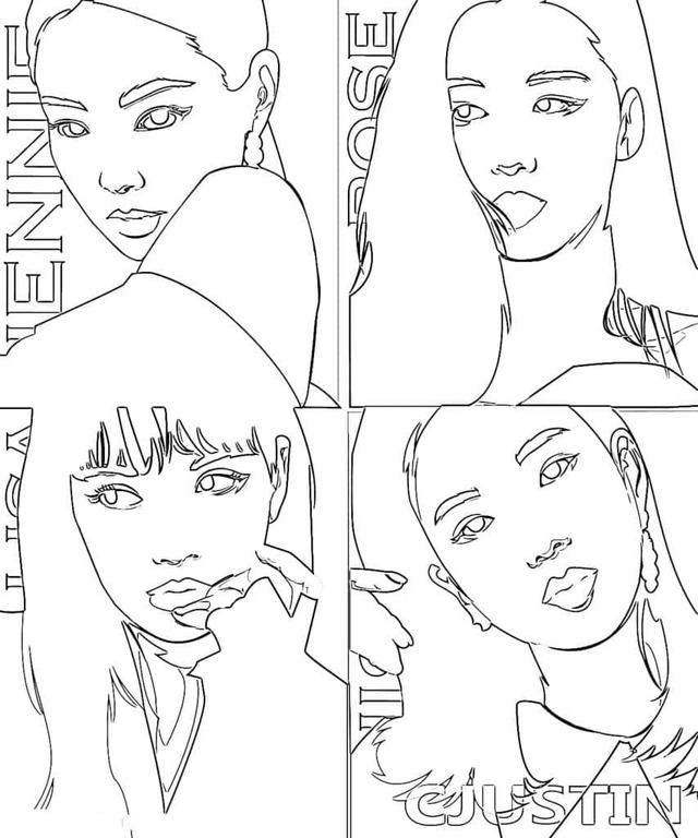 Coloriage Groupe de filles Blackpink