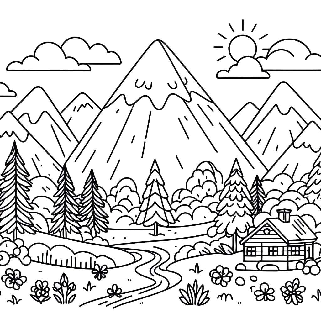 Coloriage Montagne 6