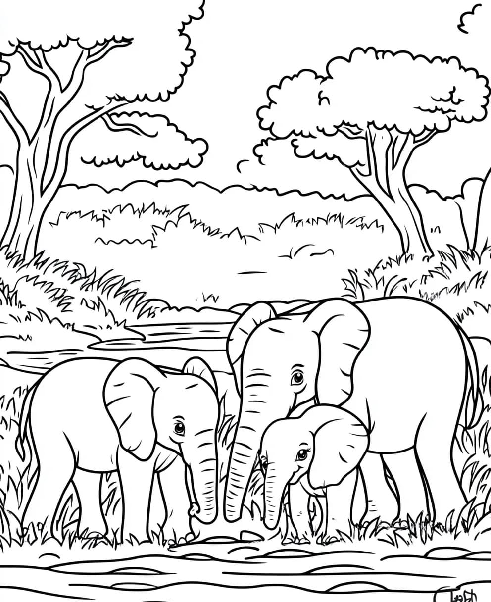 Coloriage Savane 2 à imprimer