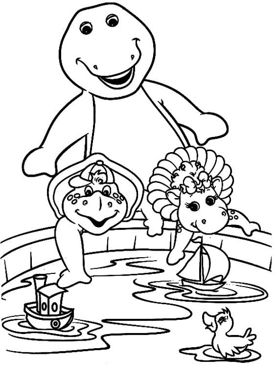 Coloriage Barney et ses amis simple chez les enfants