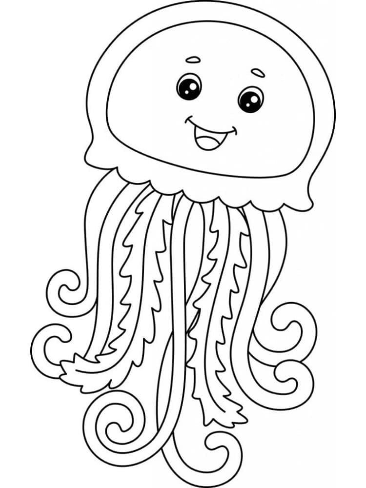 Coloriage Dessine méduse mignonne