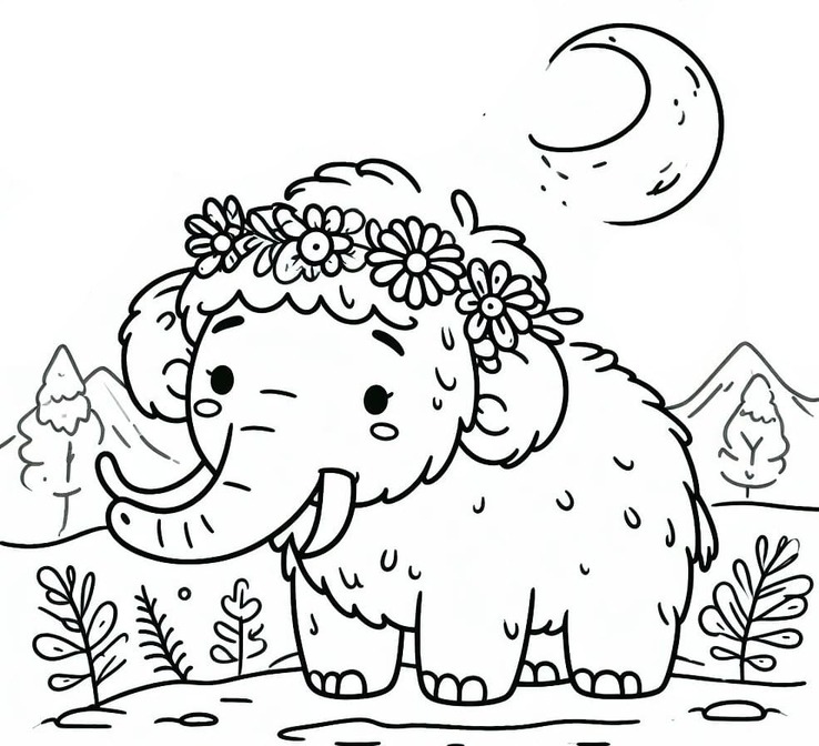 Coloriage Dessiner Mammouth mignon