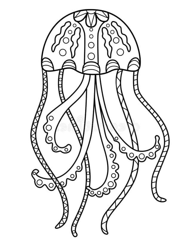 Coloriage Dessiner méduse très basique