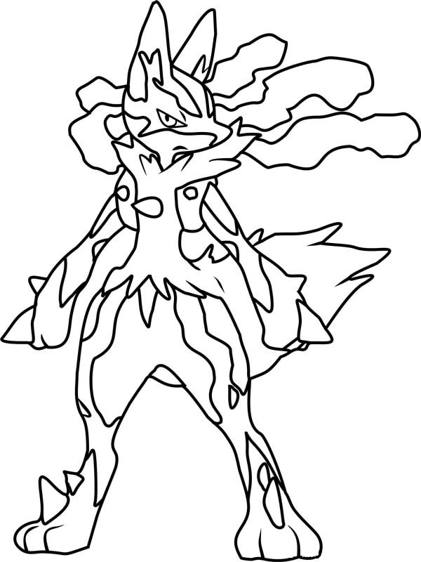 Coloriage Dessiner méga Lucario en colère