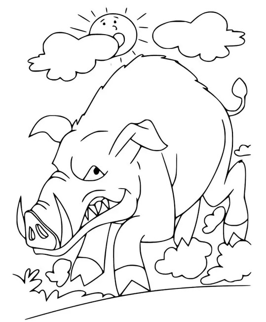 Coloriage Dessiner sanglier basique