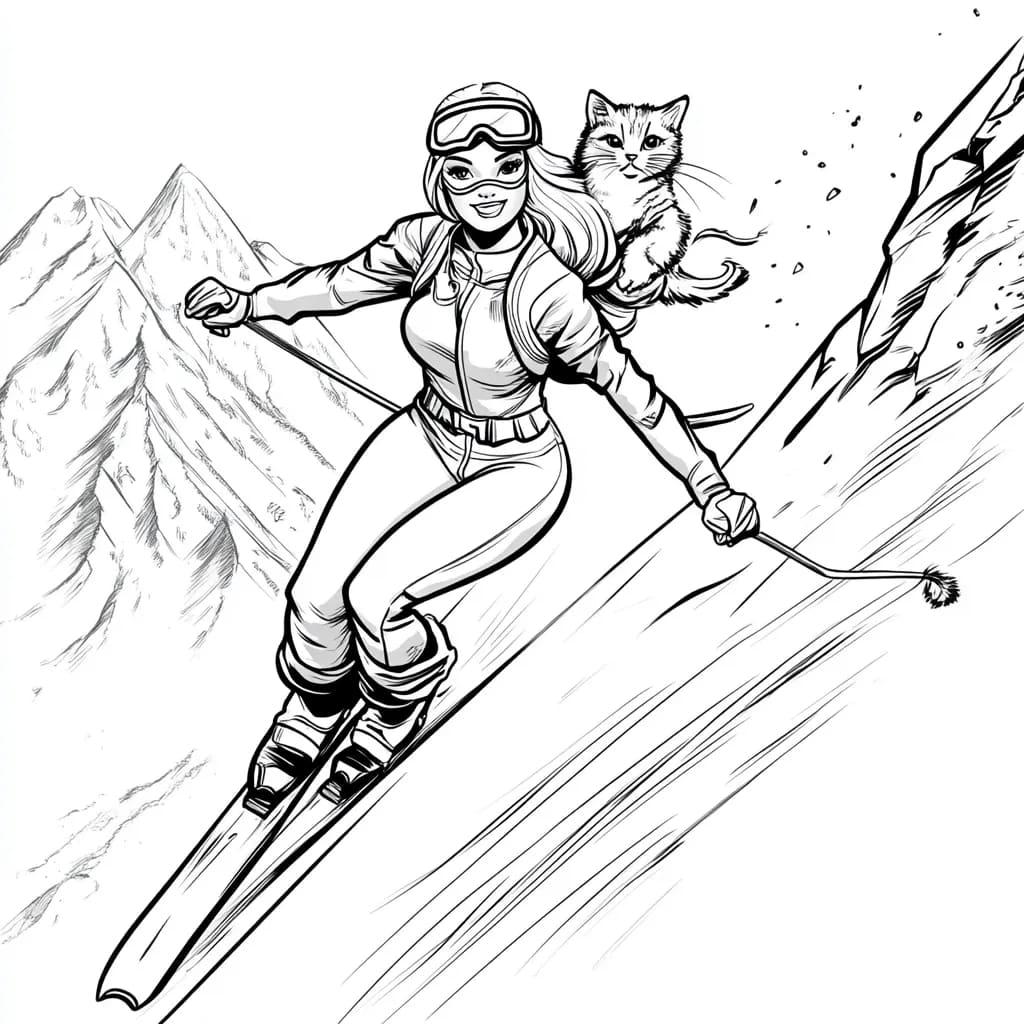 Coloriage Dessiner Ski facile