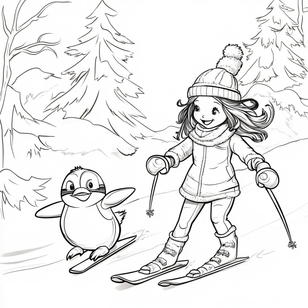 Coloriage Dessiner Ski pour enfants