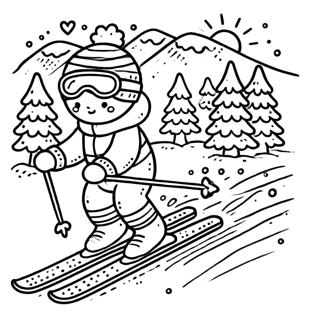 Coloriage Dessiner Ski simple