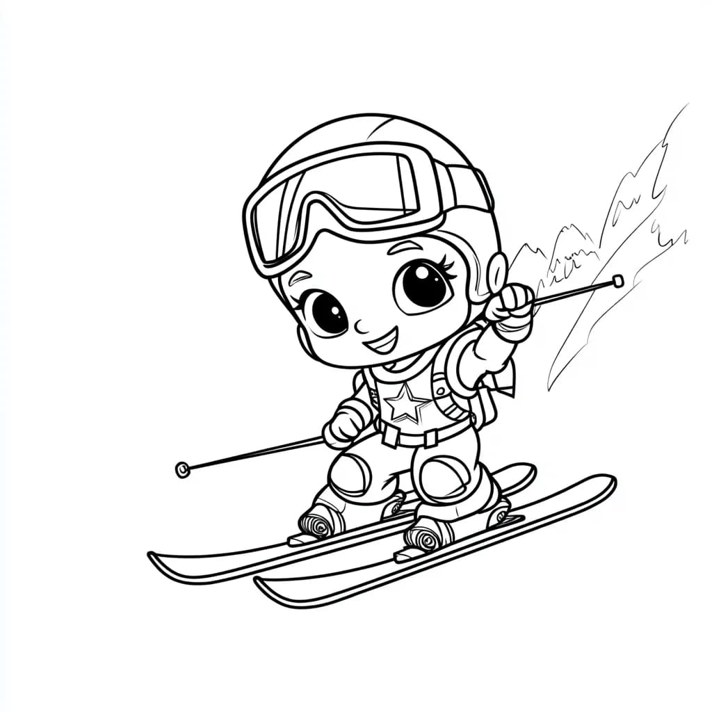Coloriage Dessiner Ski très facile