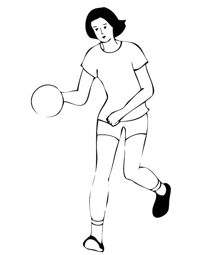 Coloriage Fille joue au handball