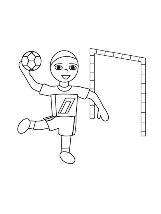 Coloriage Garçon jouant au handball
