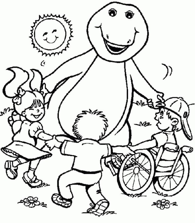 Coloriage Imager Barney et ses amis facile