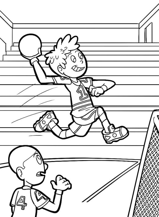Coloriage Les garçons jouent au handball