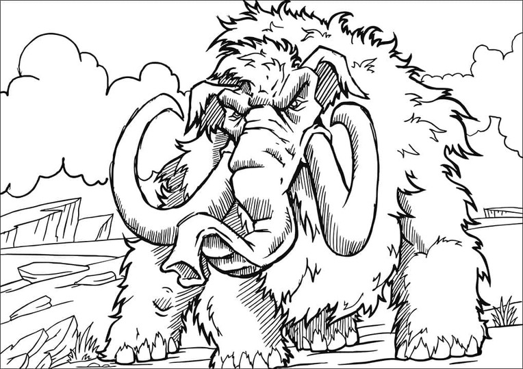 Coloriage Mammouth chez enfants