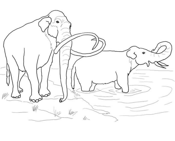 Coloriage Mammouth imprimable pour les enfants