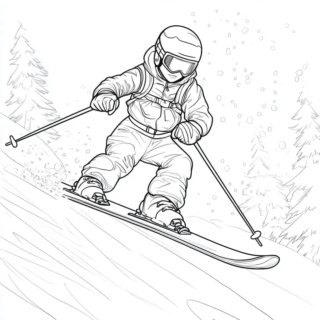 Coloriage Ski imprimer