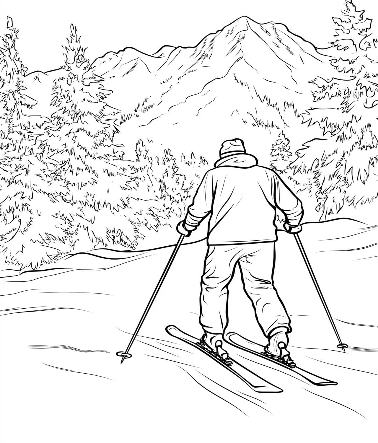 Coloriage Ski très basique