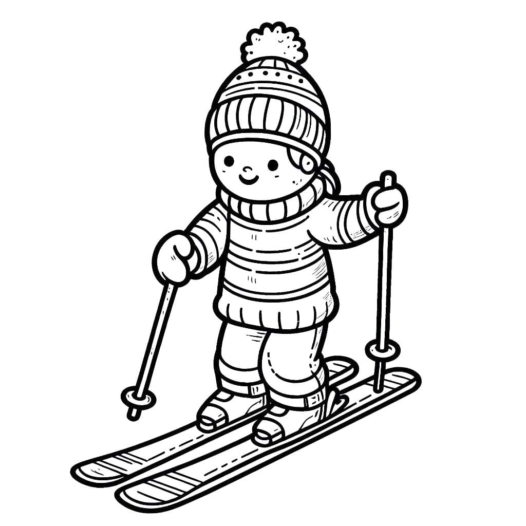 Coloriage Ski très simple