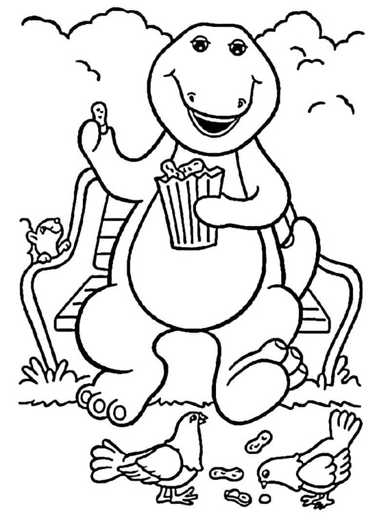 Coloriage Très mignon Barney et ses amis