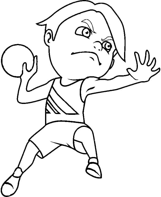 Coloriage Un enfant joue au handball