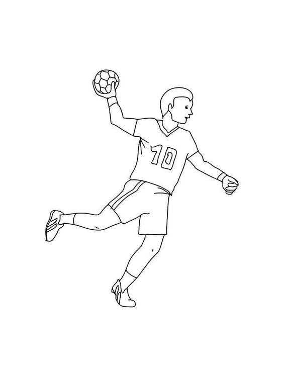 Coloriage Un homme joue au handball