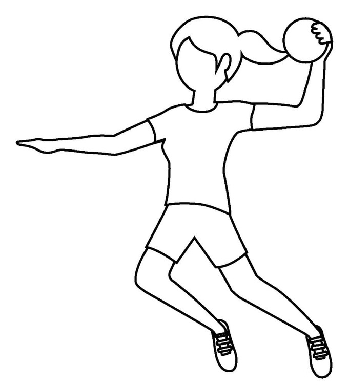 Coloriage Une fille joue au handball