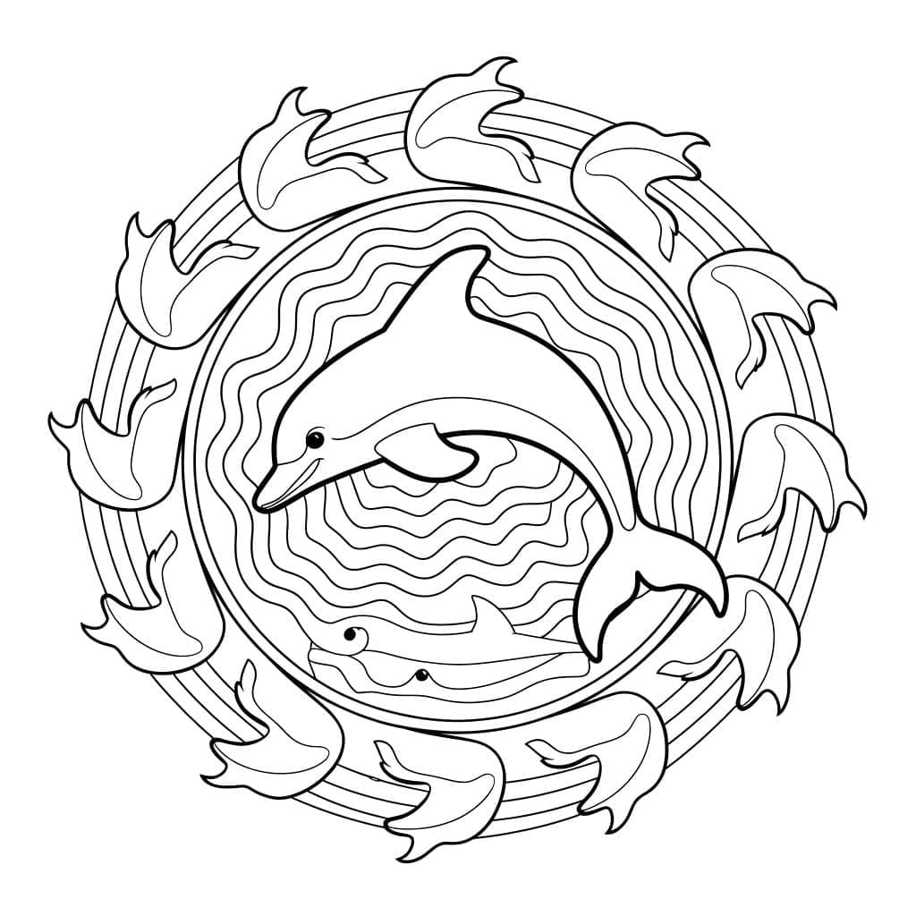 Coloriage Dessiner Mandala Dauphin chez les enfants