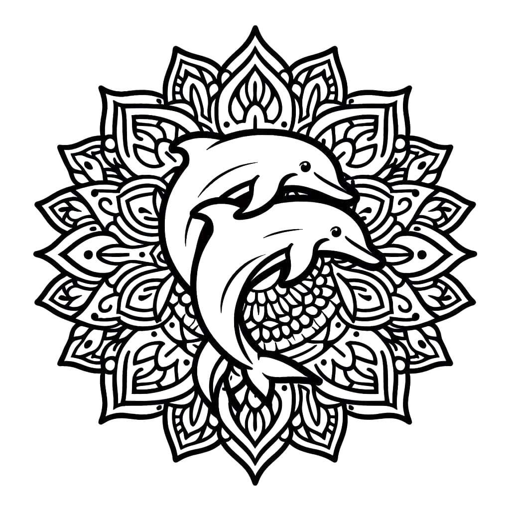 Coloriage Dessiner Mandala Dauphin