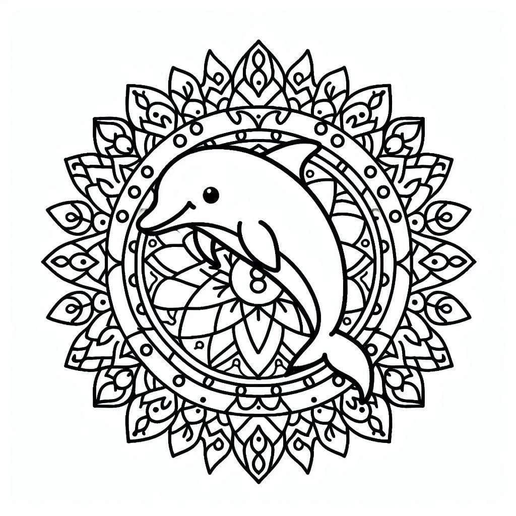 Coloriage Dessiner Mandala Dauphin facile