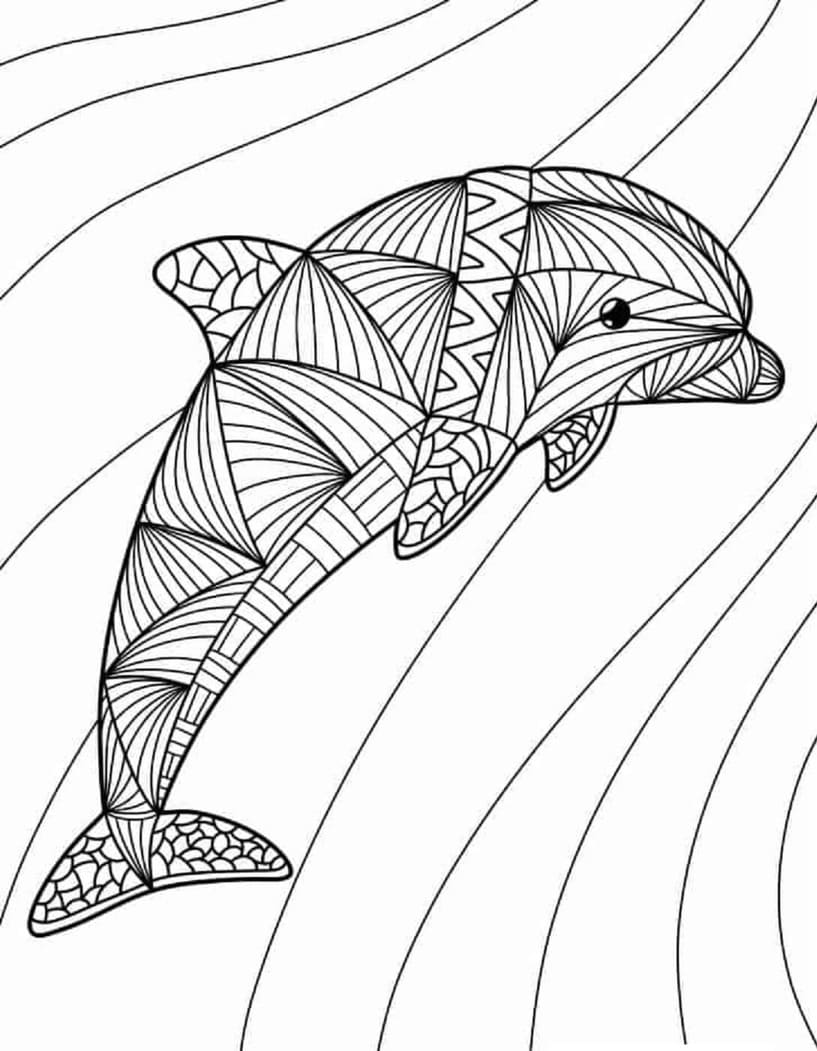 Coloriage Dessiner Mandala Dauphin gratuit pour les enfants