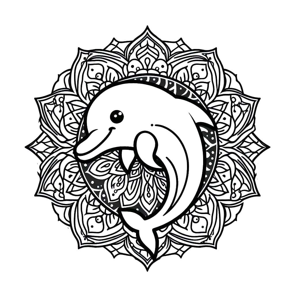 Coloriage Dessiner Mandala Dauphin gratuite