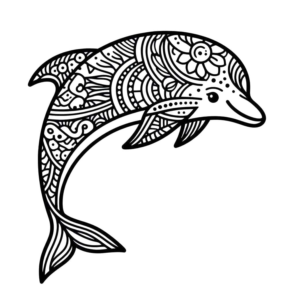 Coloriage Dessiner Mandala Dauphin imprimable