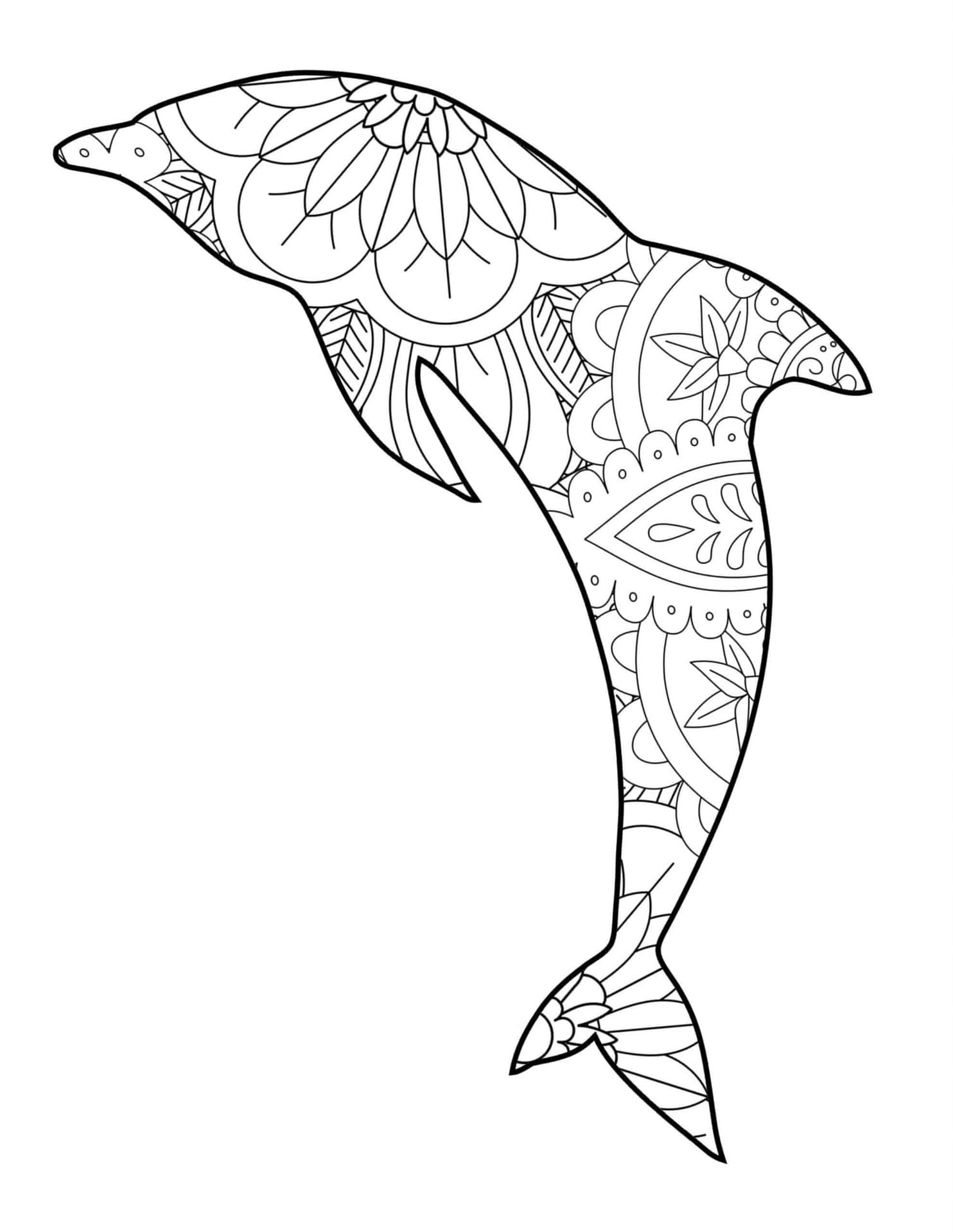 Coloriage Dessiner Mandala Dauphin imprimable pour les enfants